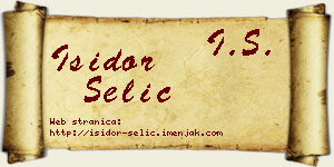 Isidor Selić vizit kartica